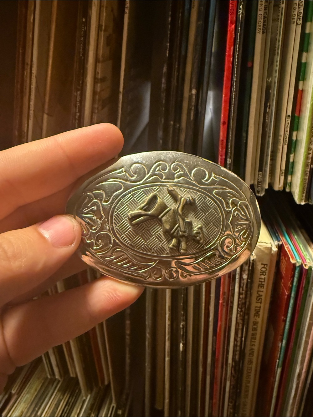 Western Bull Rider Silver-Tone Oval Belt Buckle